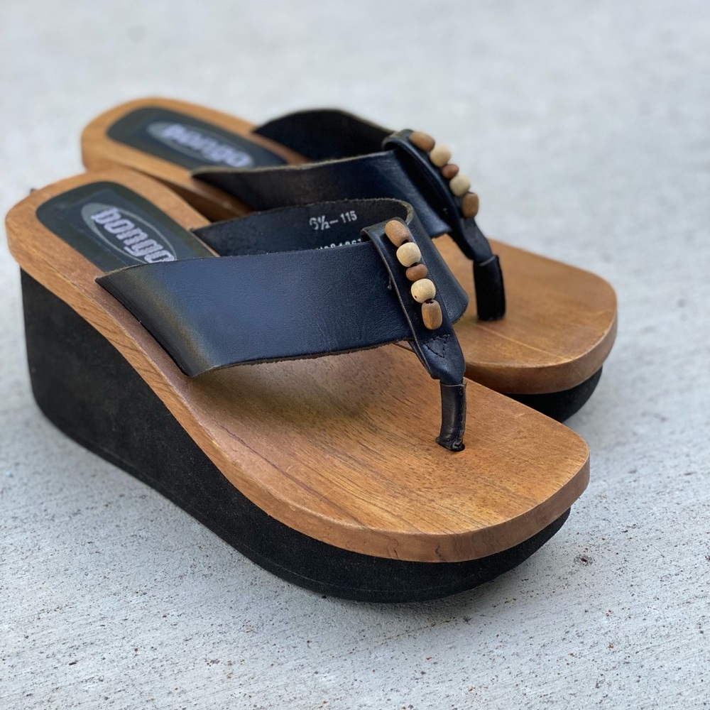 Vintage BONGO 90s wooden platform sandal - Picture 3 of 8